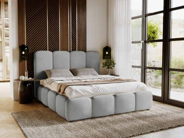 Bed met Opbergruimte en lattenbodem 200x200 cm Galli Grijs