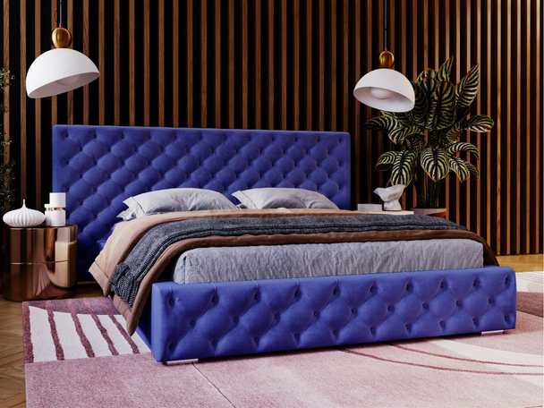 Tweepersoonsbed met Opbergruimte en lattenbodem 120x200 Madera Blauw