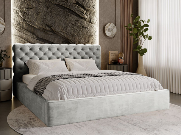 Bed met Opbergruimte en lattenbodem 160x200 Apollo Lichtgrijs
