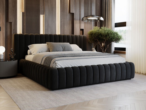 Tweepersoonsbed met Opbergruimte en lattenbodem 160x200 Bliss Zwart