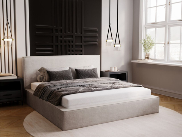 Bed met Opbergruimte en lattenbodem 160x200 Monaco Lichtgrijs