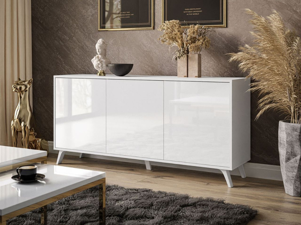 Dressoir met deuren op hoge poten Vivance Wit glans