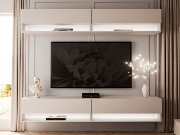 Hangende wandmeubel met LED-verlichting Aurelie Kashmir mat