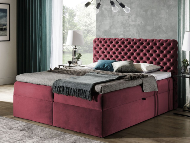 Boxspring met Opbergruimte 160x200 Cleo Rood