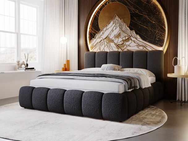 Bed met lattenbodem zonder opbergruimte 140x200 Cloud Zwart