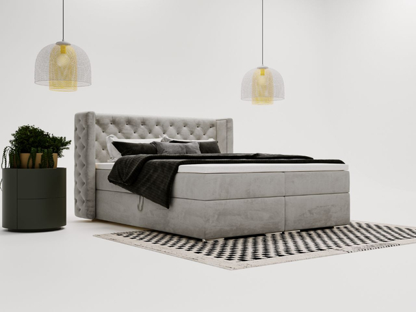 Boxspring met Opbergruimte 120x200 Lion Grijs