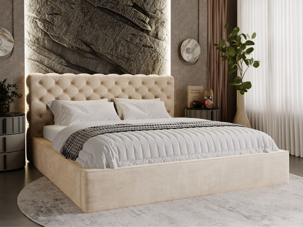 Bed met Opbergruimte en lattenbodem 120x200 Apollo Beige