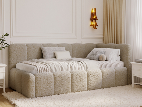 Eenpersoons jeugdbed met opbergruimte en lattenbodem 90x200 Cloud One Donkerbeige