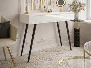 Kaptafel met lades en metalen poten Olivine Wit glans