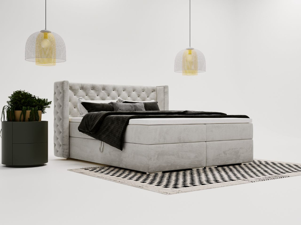 Boxspring met Opbergruimte 180x200 Lion Lichtgrijs