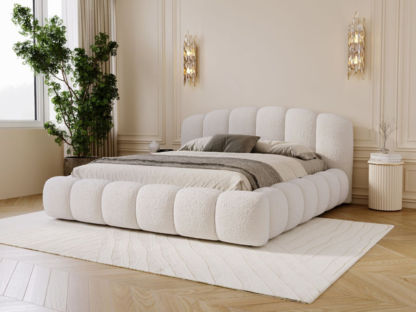 Gestoffeerd bed met opbergruimte en lattenbodem 140x200 Cloud Soft Beige