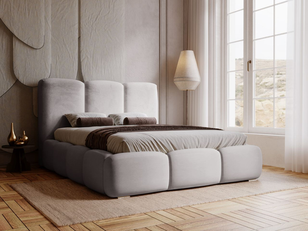 Tweepersoonsbed met Opbergruimte en lattenbodem 180x200 Bubble Grijs