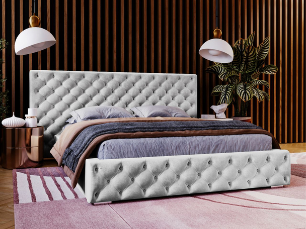 Tweepersoonsbed met Opbergruimte en lattenbodem 140x200 Madera Lichtgrijs