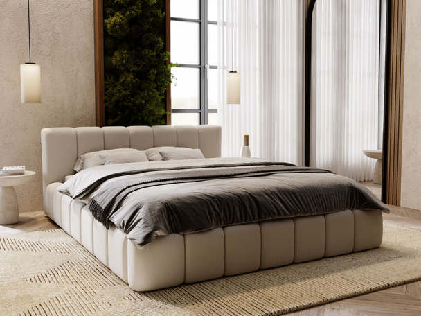 Bed met Opbergruimte en lattenbodem 160x200 cm Split Lichtgrijs