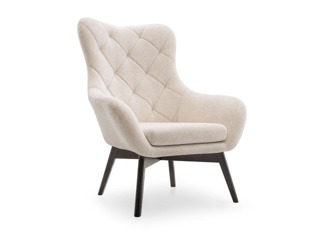 Fauteuil met houten poten Deves Caro Beige