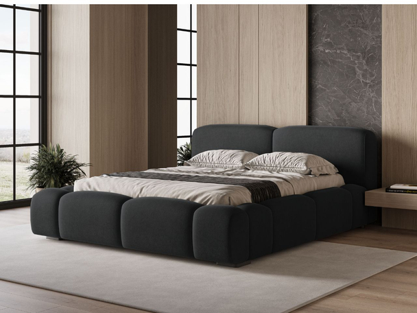 Tweepersoonsbed met Opbergruimte en lattenbodem 180x200 Aubi Zwart
