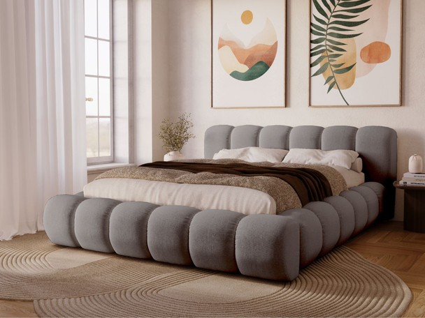 Tweepersoonsbed met Opbergruimte en lattenbodem 180x200 Doria Grijs