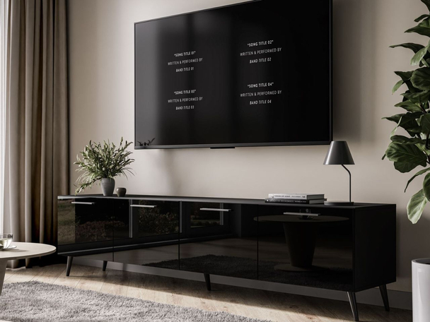TV-meubel met deuren 200 cm Noaé Zwart glans