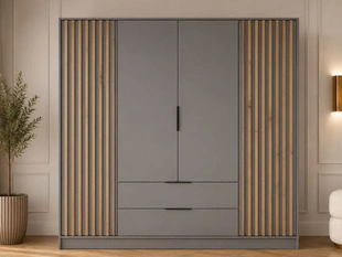 Kledingkast met lades en latten 206 cm Macron Grijs