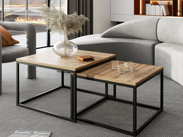 Salontafel op een zwart frame Asumi Wotan Eik 40x46
