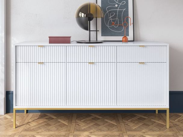 Dressoir met deuren en lades 154 cm Amber Wit