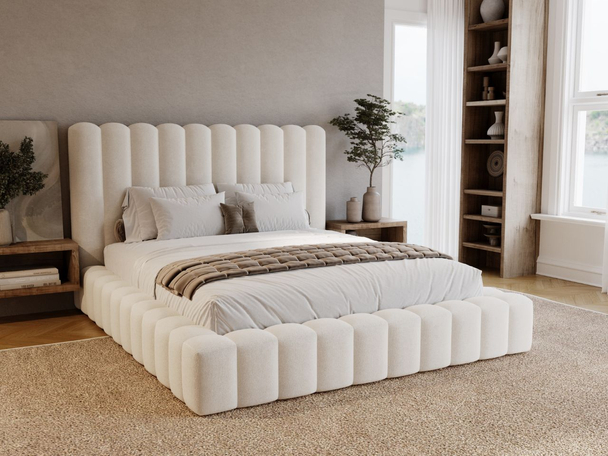 Bed met Opbergruimte en lattenbodem 140x200 Rotto Crème