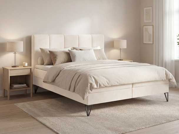 Boxspring met Opbergruimte 140x200 Vendi romig