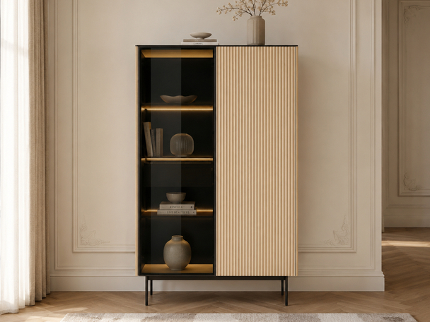 Vitrinekast met ledverlichting 107 cm Auroé Vicenza Eik