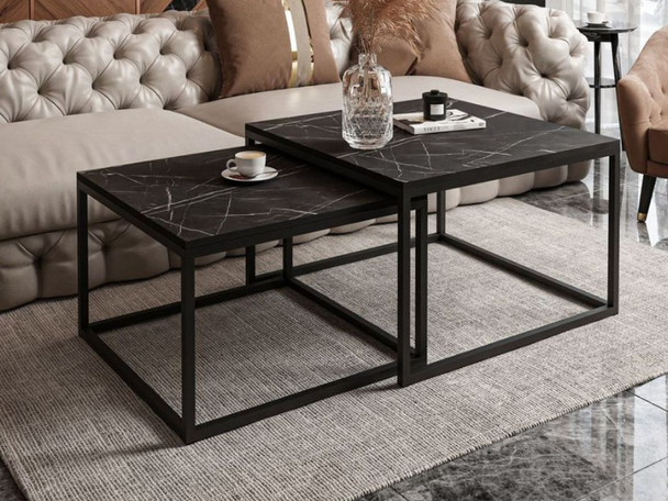 Salontafel op een zwart metalen frame Asumi Zwart 40x46