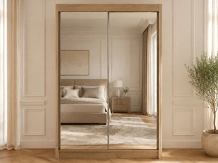 Kledingkast met schuifdeuren 150 cm mit Spiegel und LED-Beleuchtung Luzio Sonoma Eiken