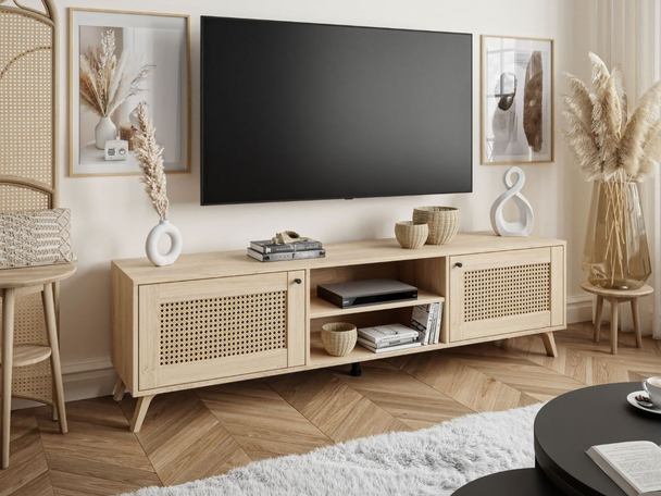 TV-Meubel met deuren en schuine poten Bellance Puccini Eik