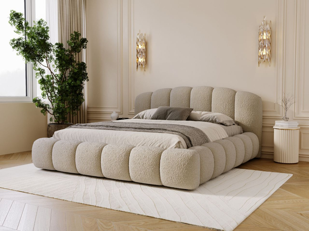 Gestoffeerd bed met opbergruimte en lattenbodem 120x200 Cloud Soft Beige