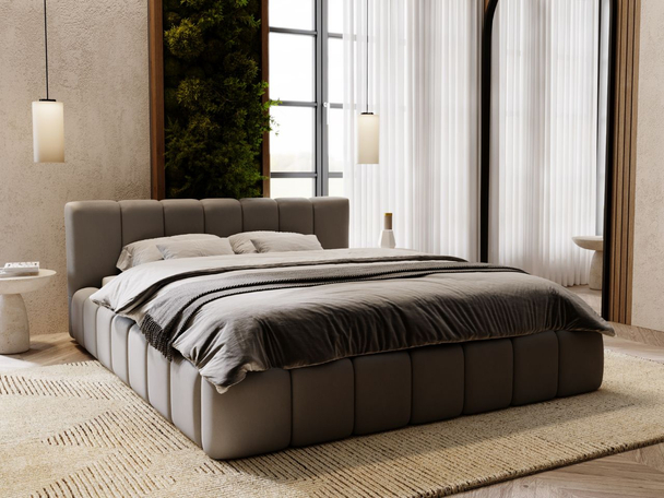 Bed met Opbergruimte en lattenbodem 160x200 cm Split Grijs