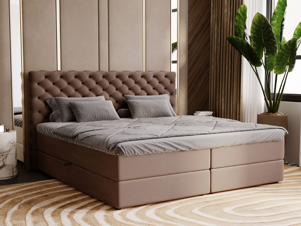 Boxspring met Opbergruimte 140x200 Bergamo Bruin