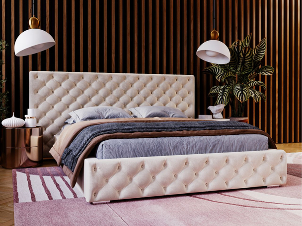 Tweepersoonsbed met Opbergruimte en lattenbodem 120x200 Madera Beige