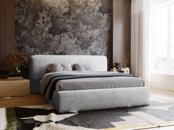 Bed met Opbergruimte en lattenbodem 160x200 cm Monza Lichtgrijs