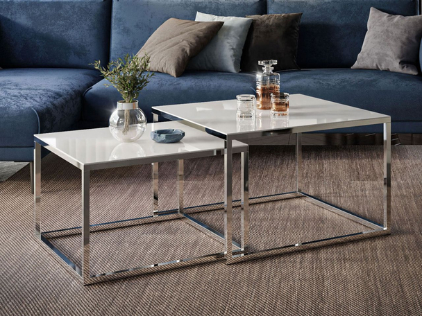 Salontafel met glazen blad Asumi Wit glas 39x45