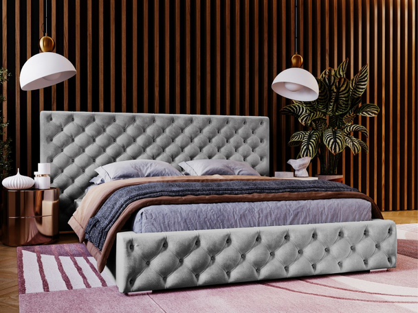 Tweepersoonsbed met Opbergruimte en lattenbodem 140x200 Madera Grijs