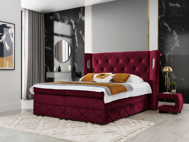 Boxspring met Opbergruimte 120x200 Neria Lux Rood