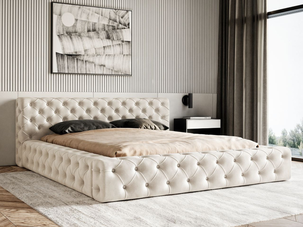 Bed met Opbergruimte en lattenbodem 140x200 cm Palini Beige