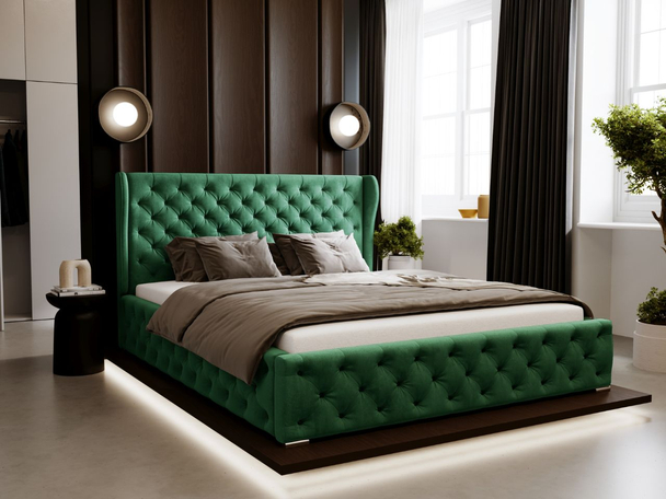 Tweepersoonsbed met Opbergruimte en lattenbodem 200x200 Kingston Donkergroen