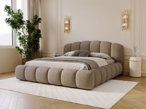 Gestoffeerd bed met opbergruimte en lattenbodem 120x200 Cloud Soft Bruin
