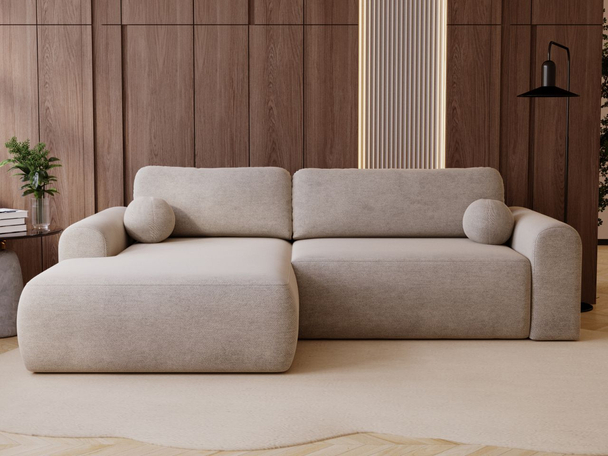Hoekbank Links met Slaapfunctie en Opbergruimte Savana Beige