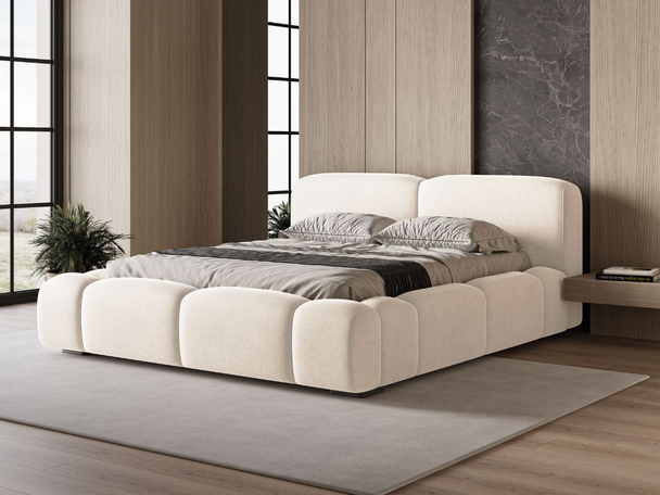 Tweepersoonsbed met Opbergruimte en lattenbodem 180x200 Aubi Crème