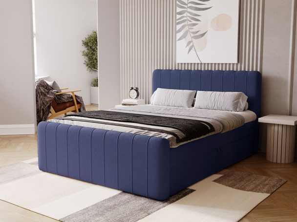 Boxspring met Opbergruimte 140x200 Osteno Donkerblauw