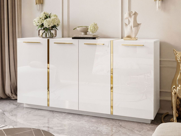 Dressoir met deuren en handgrepen Lunelie Wit glans