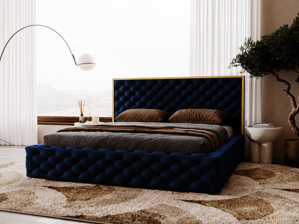 Bed met Opbergruimte en lattenbodem 120x200 Wave Donkerblauw