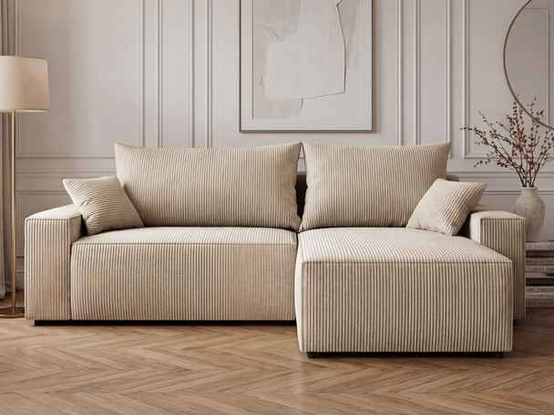 Hoekbank met Slaapfunctie en Opbergruimte Nivo Beige