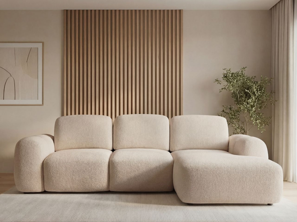 Hoekbank Rechts met Slaapfunctie en Opbergruimte Avelin Beige