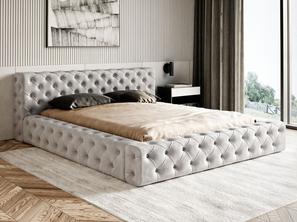 Bed met Opbergruimte en lattenbodem 120x200 cm Palini Lichtgrijs